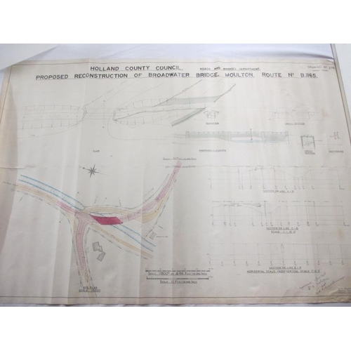 2410 - A large collection of rolled up design drawings for Lincolnshire bridges, mainly from 1920/30/40's b... 