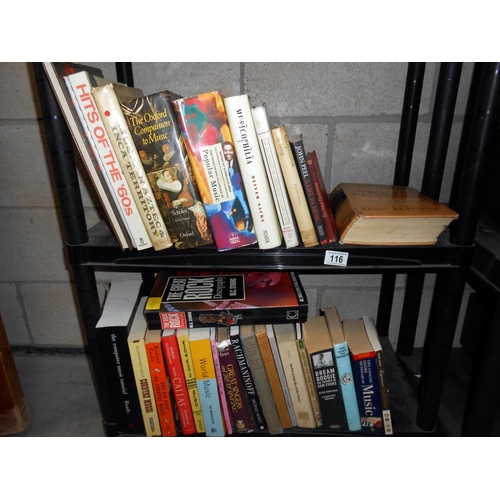 116 - A quantity of music related books including The History of Violin Playing etc.