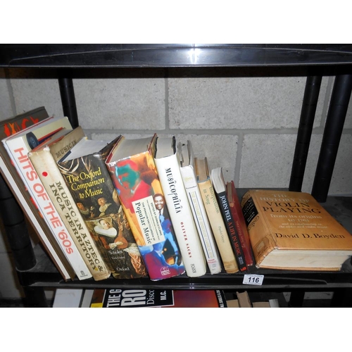 116 - A quantity of music related books including The History of Violin Playing etc.