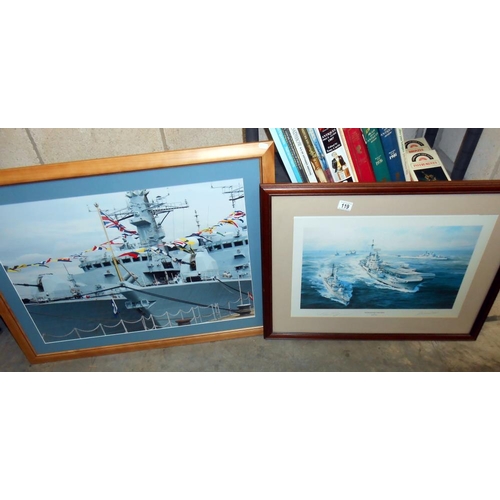 119 - A framed and glazed print by Robert Taylor entitled 'South Atlantic Task Force' (76cm x 59cm) and a ... 