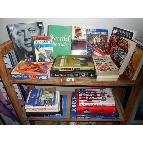 120 - 2 shelves of books on JF Kennedy, including Oswald etc.