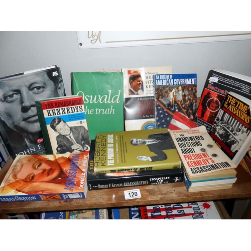 120 - 2 shelves of books on JF Kennedy, including Oswald etc.