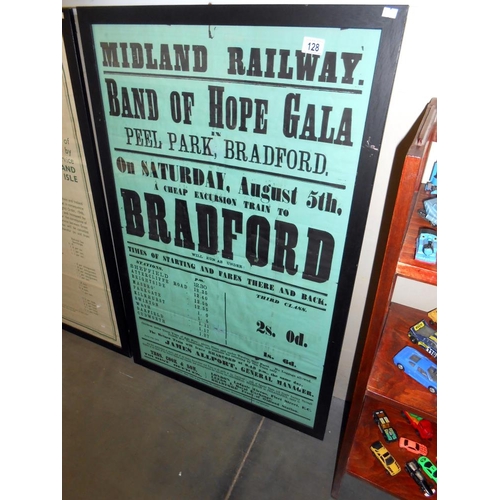 128 - A framed and glazed Midland Railway notice on behalf of Thomas Cook, dated July 1876 referring to a ... 