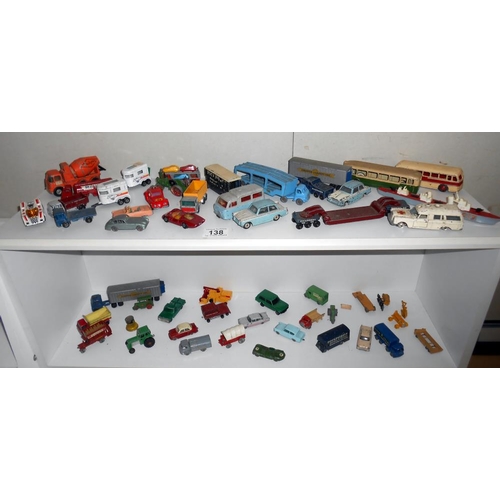 138 - 2 shelves of early Lesney/Matchbox and Dinky diecast