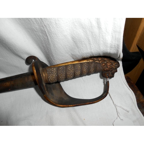 2327 - A mid Victorian officer sword with chagrin hilt