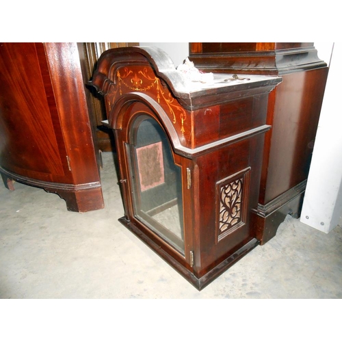 2452 - A mahogany cased 8 day brass dial Grandfather clock with inlaid door and base.