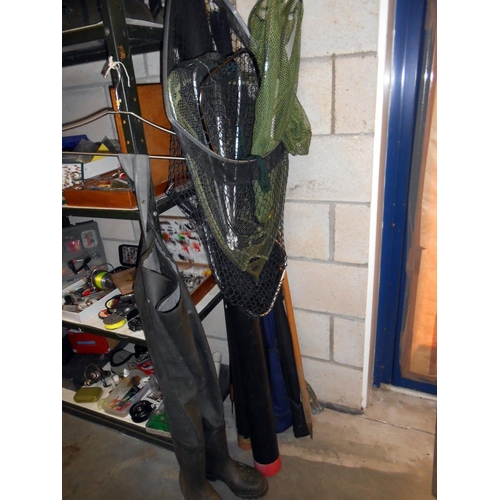 92 - A good lot of fishing gear, includes, 8 fly fishing rods,course fishing rod, reels, spools, flyfishi... 