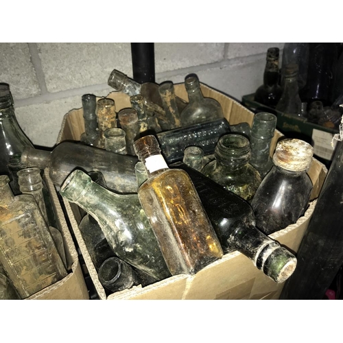 79 - 3 boxes of various size bottles (will need cleaning)