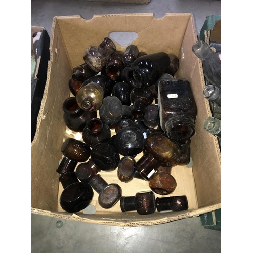 90 - A large box of brown glass