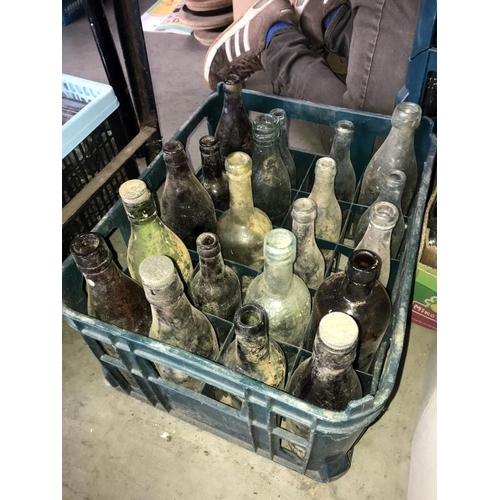 96 - 2 crates of 'ready to clean' vintage bottles