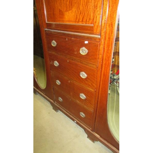 2685 - A mahogany inlaid combination wardrobe.