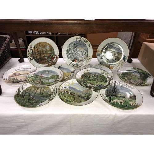 1510 - A set of 12 Peter Barnett Royal Worcester country month plates, January through to December