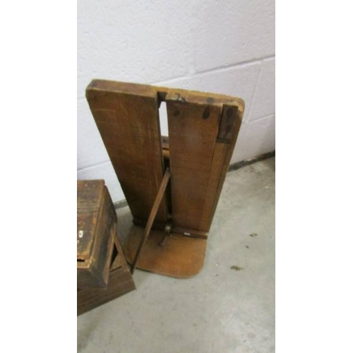 2713 - Two old wooden boxes and two other items.