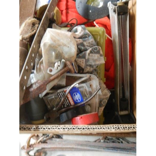 84 - A box of old tools etc.,