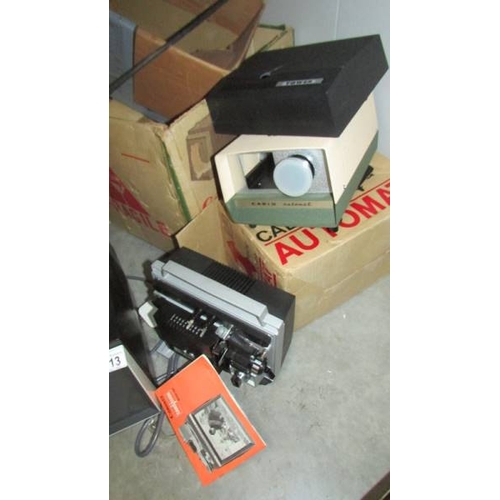 113 - A Canon 8 TV style movie projector, an Automat slide projector and a Tower superb projector. (Collec... 