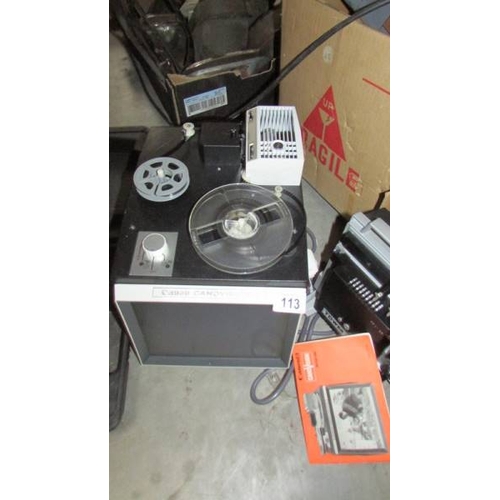 113 - A Canon 8 TV style movie projector, an Automat slide projector and a Tower superb projector. (Collec... 