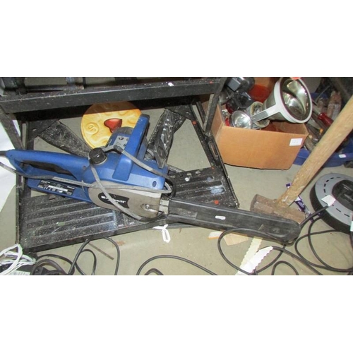 122 - A work mate, a chain saw, hammers etc., (Collect only)