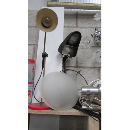 13 - A good lot of new and used lighting including vintage angle poise lamp and new ceiling fan in box. (... 