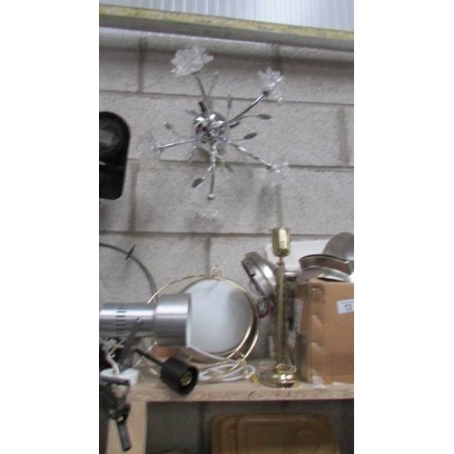 13 - A good lot of new and used lighting including vintage angle poise lamp and new ceiling fan in box. (... 