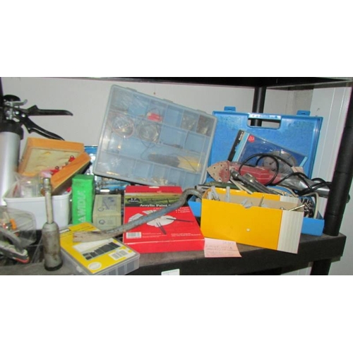 2 - Four shelves of workshop tools and sundries including a ''Bricky'' and a Dustbuster. (Collect only)(... 