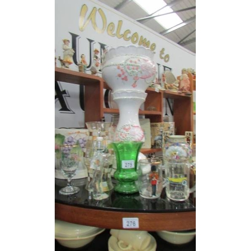 275 - A mixed lot of ceramics and glass including jardiniere on stand, planters, vases etc., (Collect only... 
