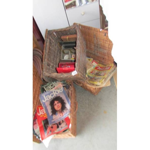 338 - Three baskets of old comics etc., (Collect only)