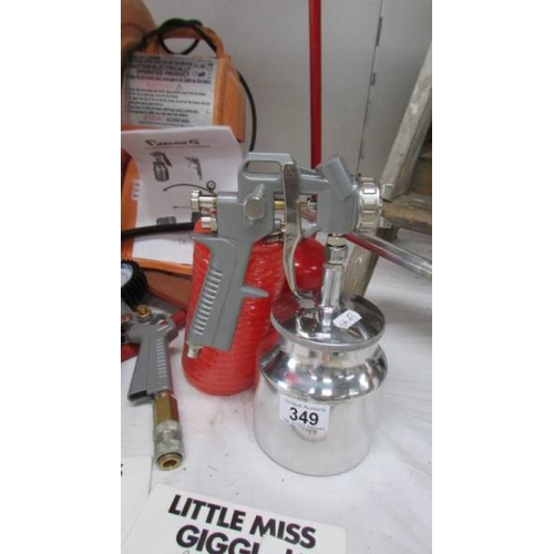 349 - A tested working air blower for inflatables and an unused compressor accessories kit. (Collect only)