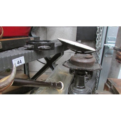 44 - A mixed lot including brassware, scales etc., (Collect only)