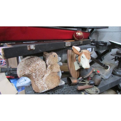 44 - A mixed lot including brassware, scales etc., (Collect only)