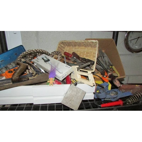 6 - Three shelves of workshop tools including block and tackle etc., (Collect only)