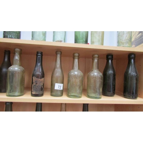 72 - Three shelves of old bottles. (Collect only)