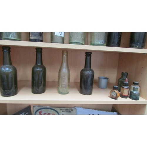 72 - Three shelves of old bottles. (Collect only)