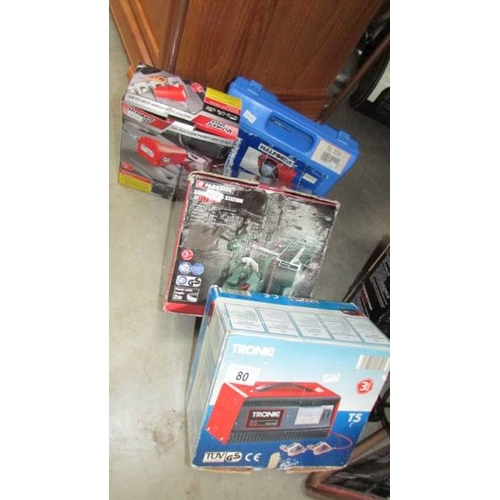80 - A good lot of boxed and unboxed tools including wet/dry grinder, Pnuematic chipping hammer etc., (Co... 