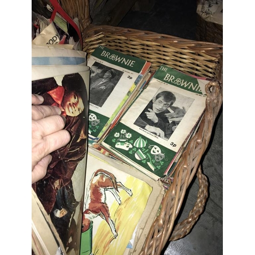 338 - Three baskets of old comics etc., (Collect only)
