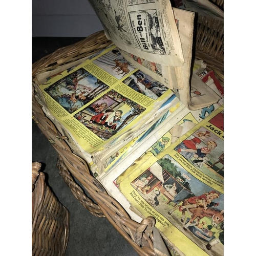 338 - Three baskets of old comics etc., (Collect only)