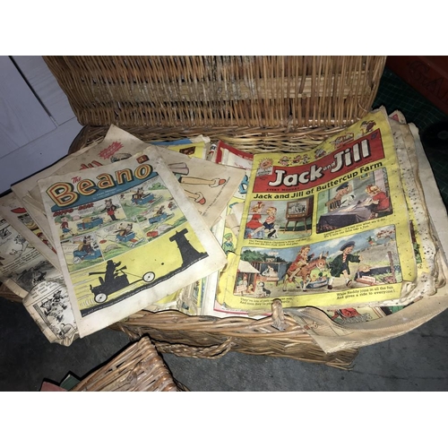338 - Three baskets of old comics etc., (Collect only)