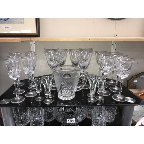 1022 - A good lot of glassware including 6 sets of 6 drinking glasses etc.