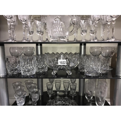 1022 - A good lot of glassware including 6 sets of 6 drinking glasses etc.