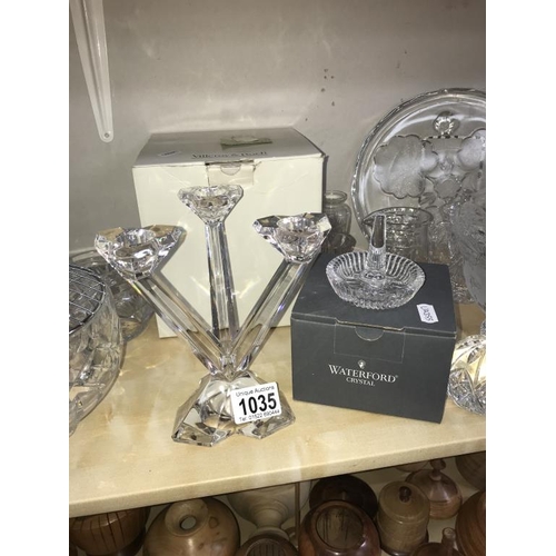 1035 - A selection of glass including Waterford & Torrington crystal 7 Villeroy & Boch triple candlestick