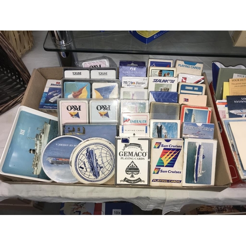 1041 - A good lot of shipping memorabilia including playing cards & coasters etc.