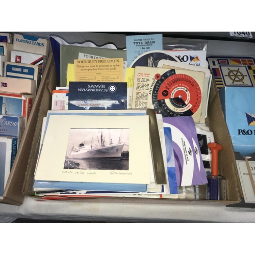 1041 - A good lot of shipping memorabilia including playing cards & coasters etc.