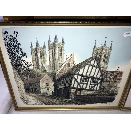 1056 - 2 framed water proof pictures of Lincoln Cathedral & The Glory hole