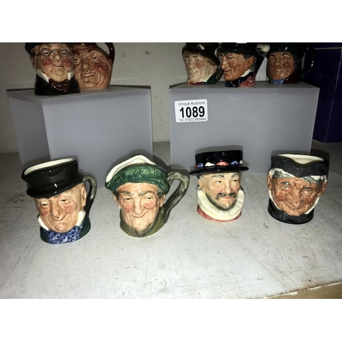 1089 - 9 miniature Royal Doulton character jugs