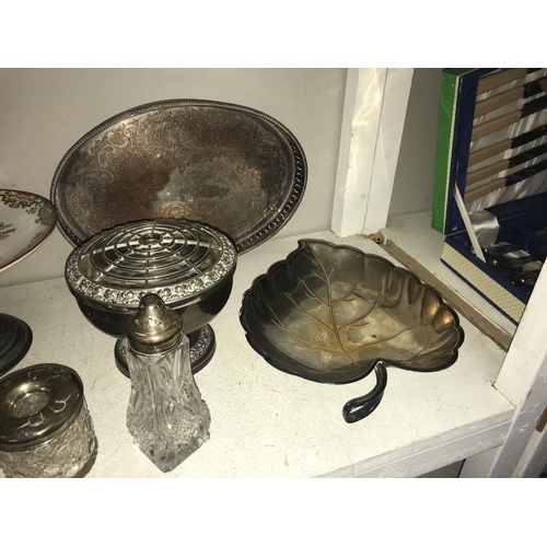 1096 - A quantity of silver plate & silver items including silver rimmed glass bottles