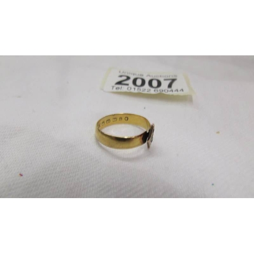 2007 - A 22 carat gold ring, size K.  2.5 grams.