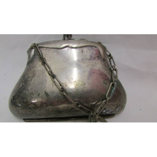 2038 - A 19th century plated chatelaine purse.