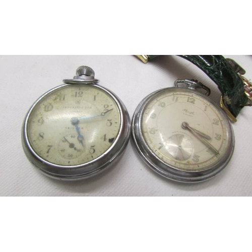 2072 - Two pocket watches and various wrist watches.