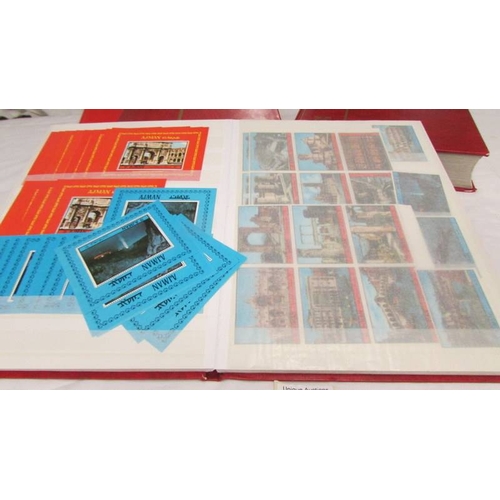 2221 - Four albums of world stamps including Poland, Iraq, USA, Australia, Fiji, Samoa, Vietnam, Malta, Bru... 