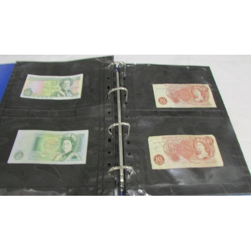 2237 - An album of bank notes including UK £1, UK 10/-, USA, Japan, Germany, France, Malaya etc.,