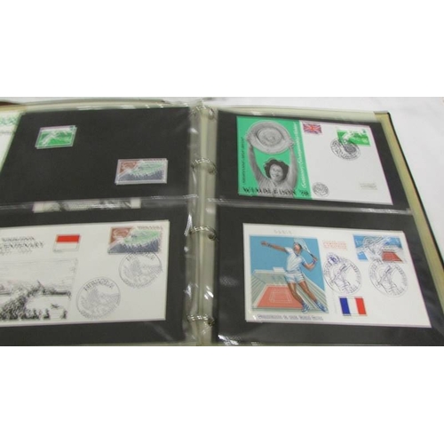 2240 - Four folders of first day covers including Wimbledon Lawn Tennis Museum, Ireland etc.,